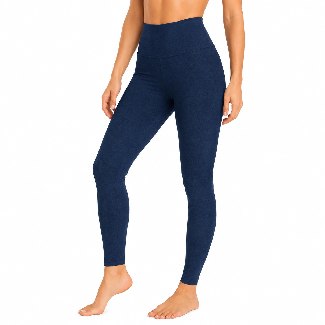 Leggings donna S in tessuto elasticizzato blu navy - vita alta per fitness e yoga