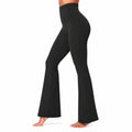 Leggings donna taglia S neri in tessuto elasticizzato a vita alta svasati