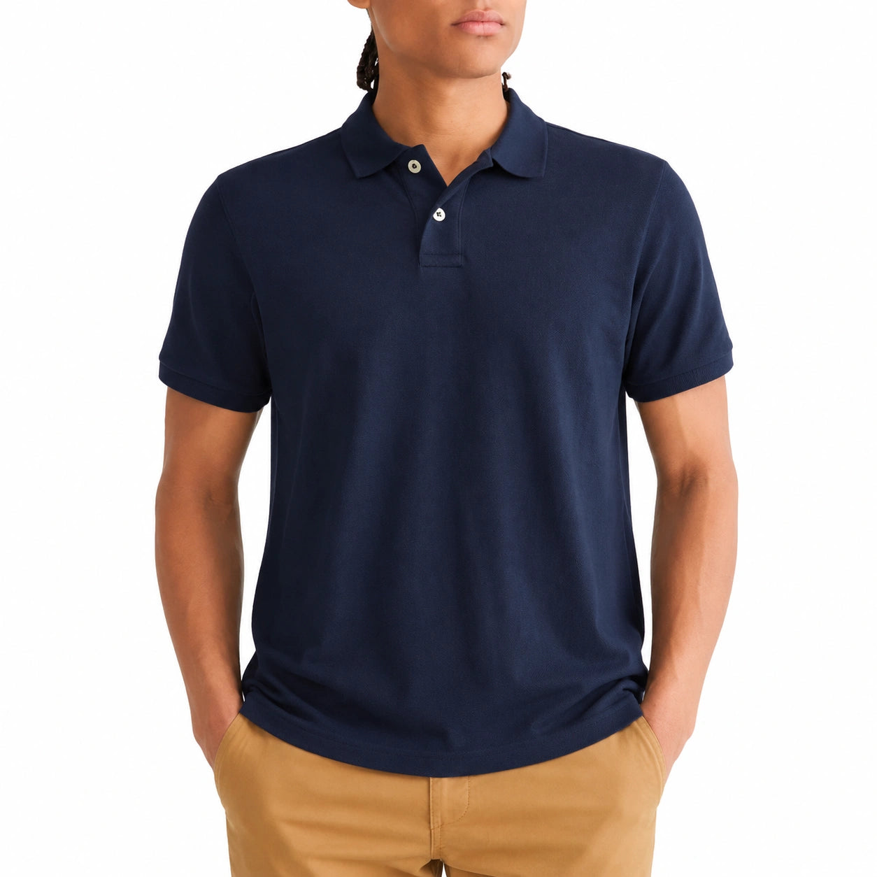 Polo uomo taglia M in cotone blu navy - manica corta stile classico