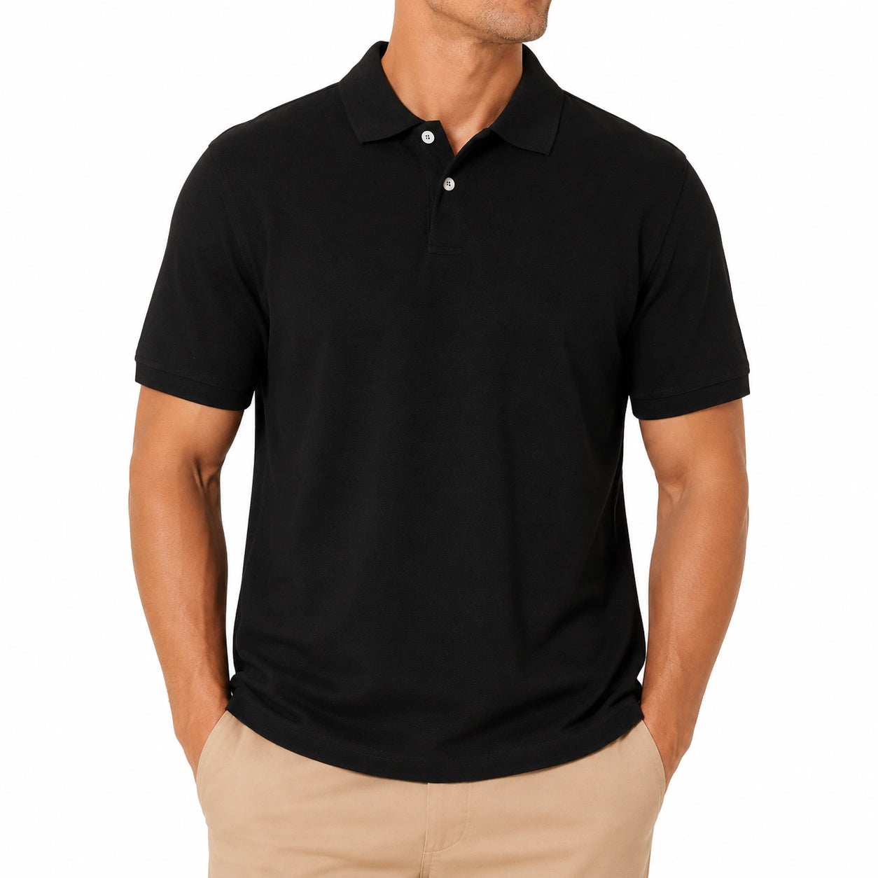 Polo uomo taglia M in tessuto nero a manica corta stile casual