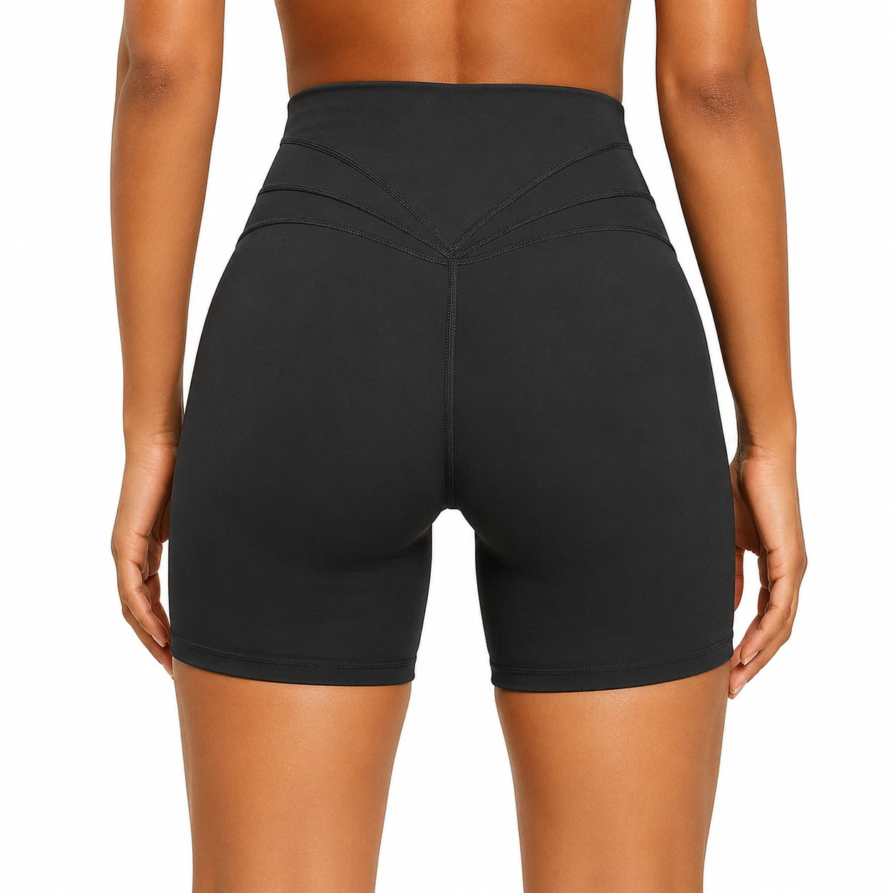 Shorts ciclista donna M neri in tessuto elasticizzato a vita alta per fitness