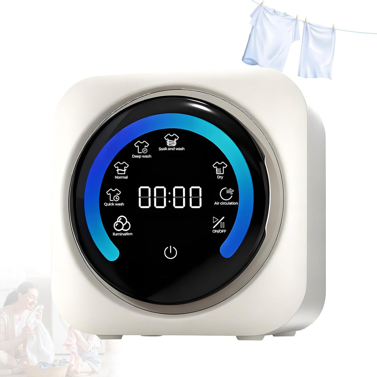 BANGBANGJI, Lavatrice, 3,5 l, 0,3 kg, 45 dB, Bianco, 2 in 1