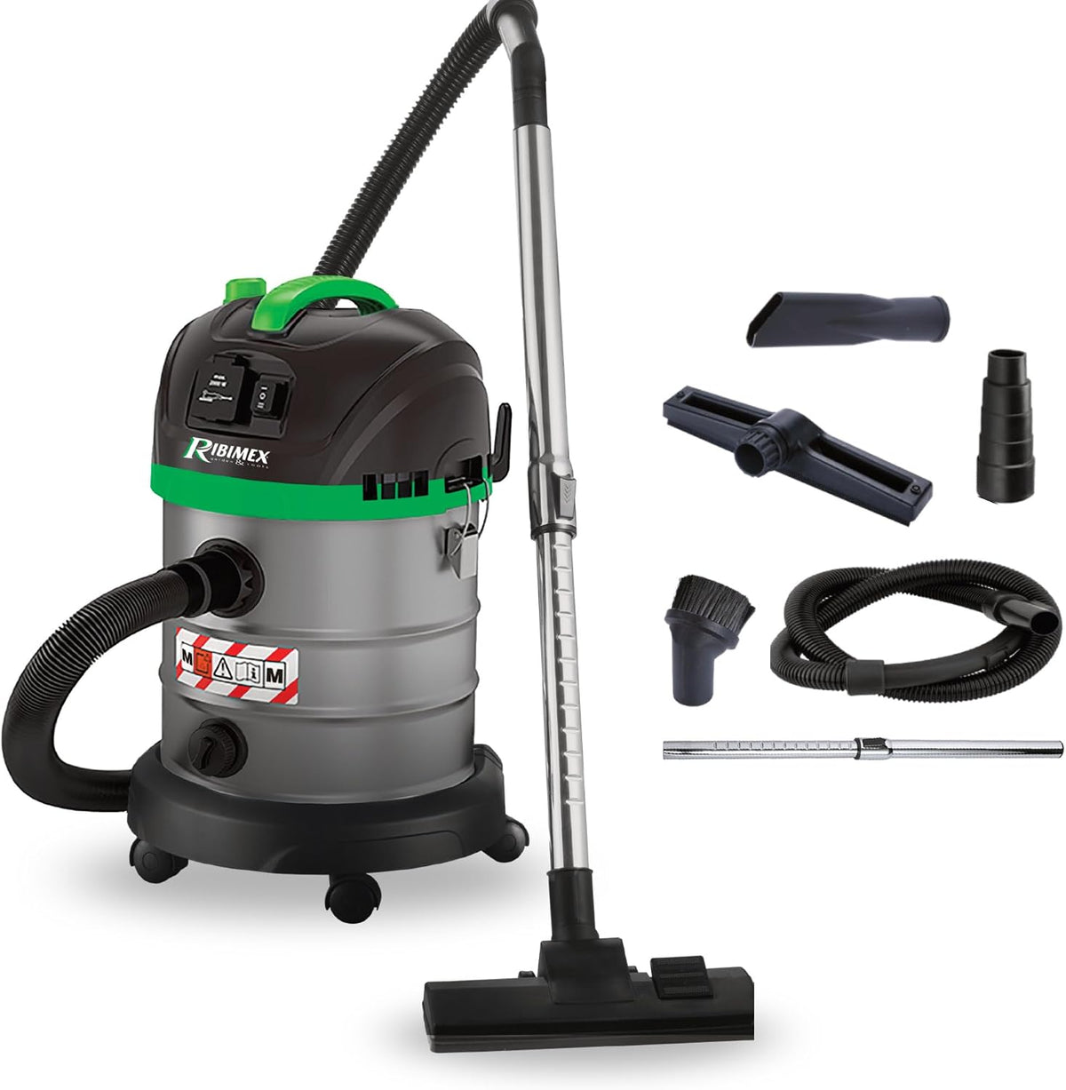 Ribimex, Aspirapolvere solidi e liquidi, PRASP20M, 20 L, 1400 W, 230 V, Nero