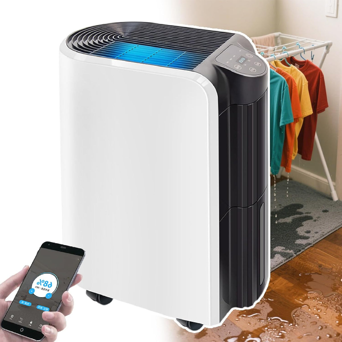 Deumidificatore, Sushangmao, 20 L, 35 m, 280 W, Bianco, timer