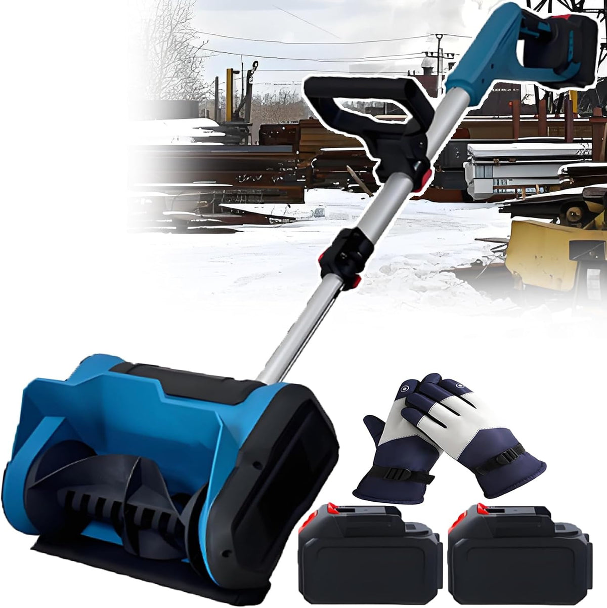 Pale da neve, 600 W, 3000 giri/min, 32,5 x 123,5 cm, Nero, funzionamento senza fili