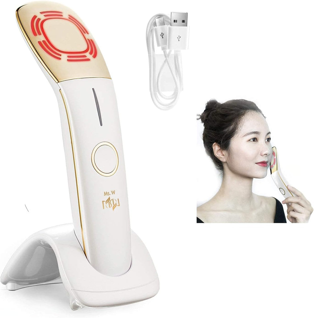 Ms.W, Apparecchi per tonificare e per pulizia viso, Nero, illuminazione LED, USB, funzionamento senza fili