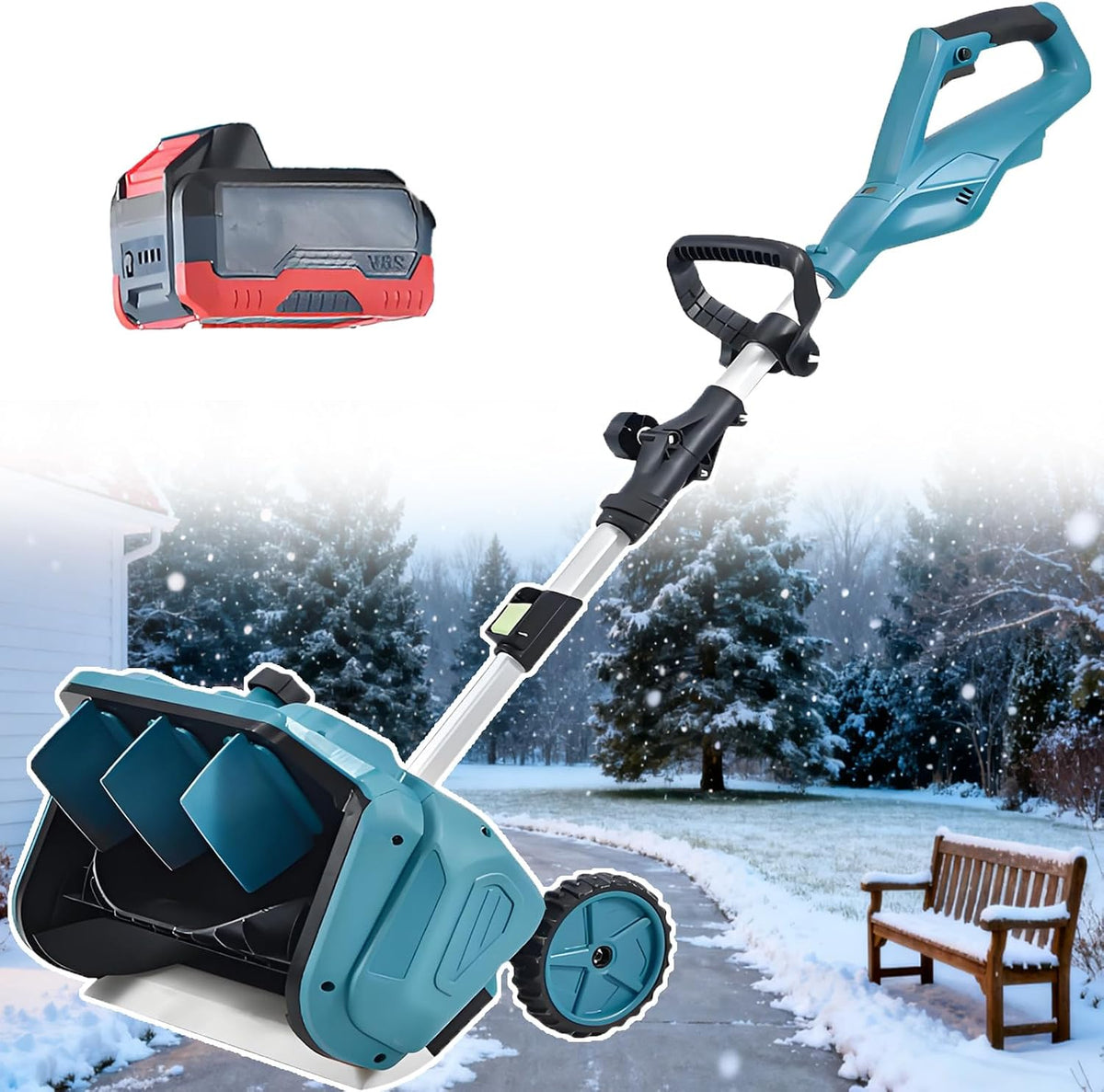 Pale da neve, 40,7 cm, 20 cm, 1000 W, Nero, funzionamento senza fili