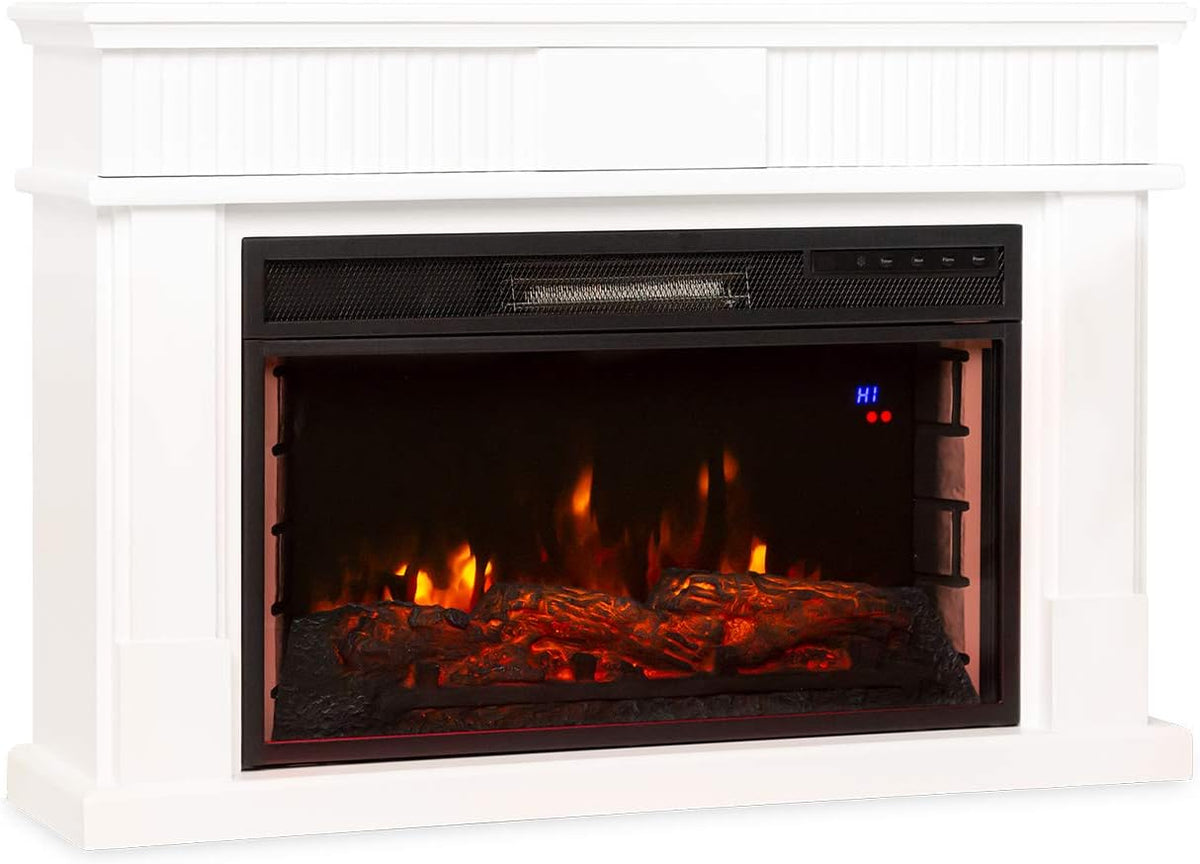 KLARSTEIN, Camino elettrico, 2000 W, 40 m, 18-27 °C, Bianco, MDF, illuminazione LED, Wi-Fi, telecomando, timer, protezione dal surriscaldamento