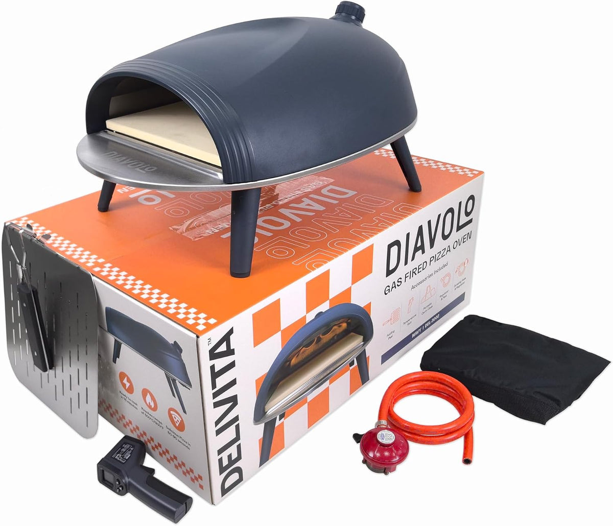 Forno per pizza, DeliVita, Nero/Argento, struttura pieghevole