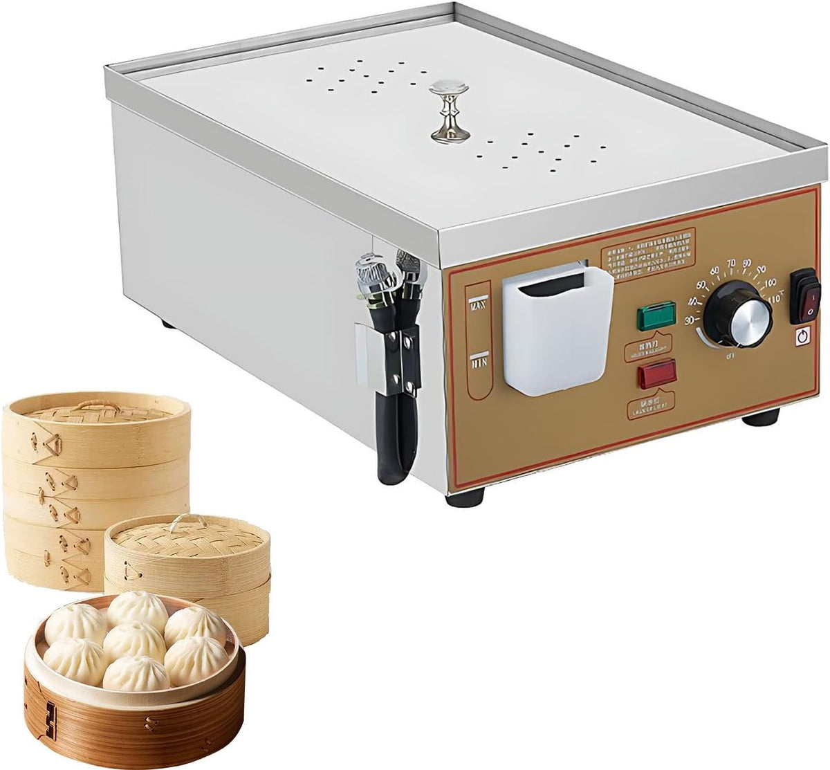 AETEREOS, Vaporiere elettriche, 110 °C, 2000 W, 20 cm, Nero, acciaio inox