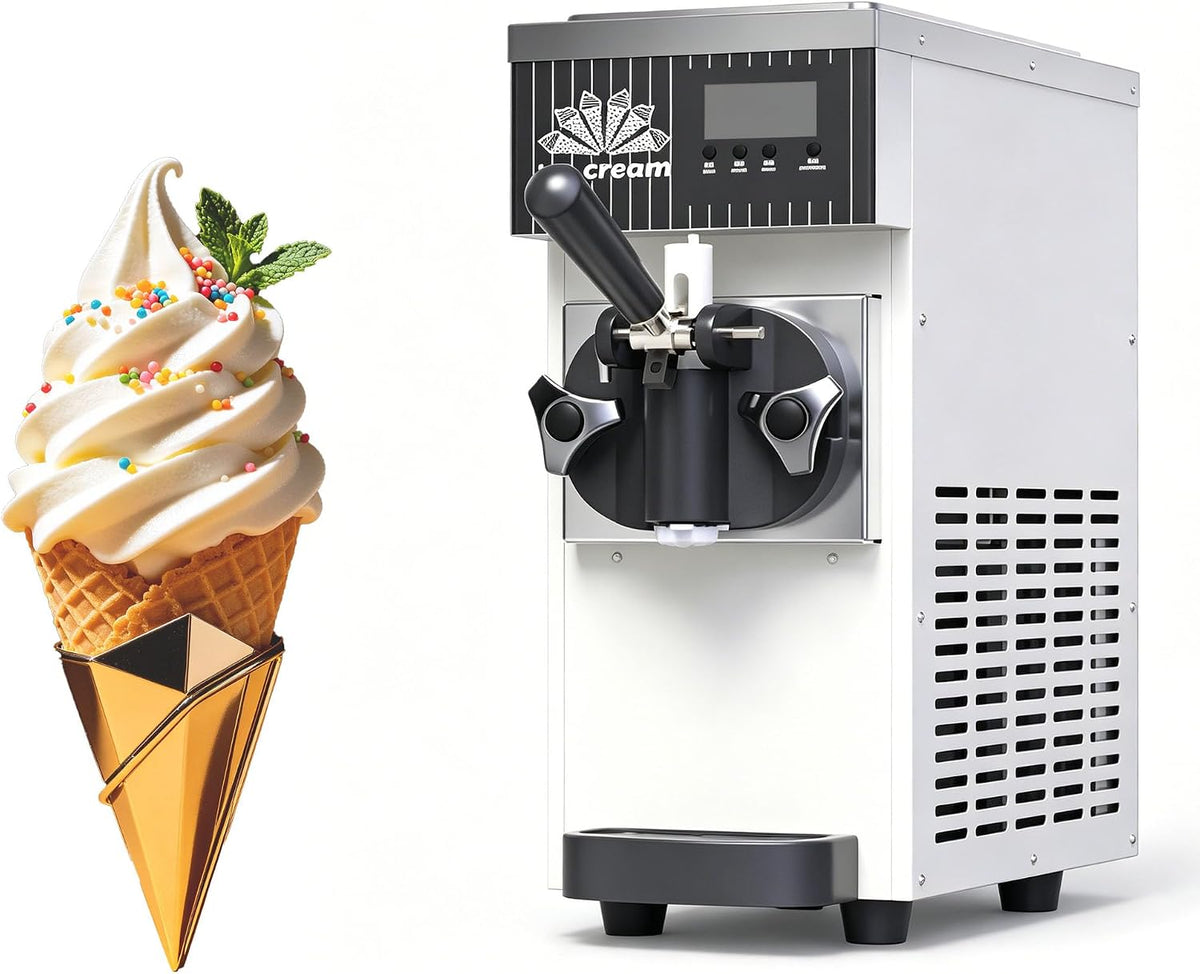 SUYUDD, Gelatiera, 450 W, 5 kg, 20x40x51 cm, Nero, acciaio inox, illuminazione LED