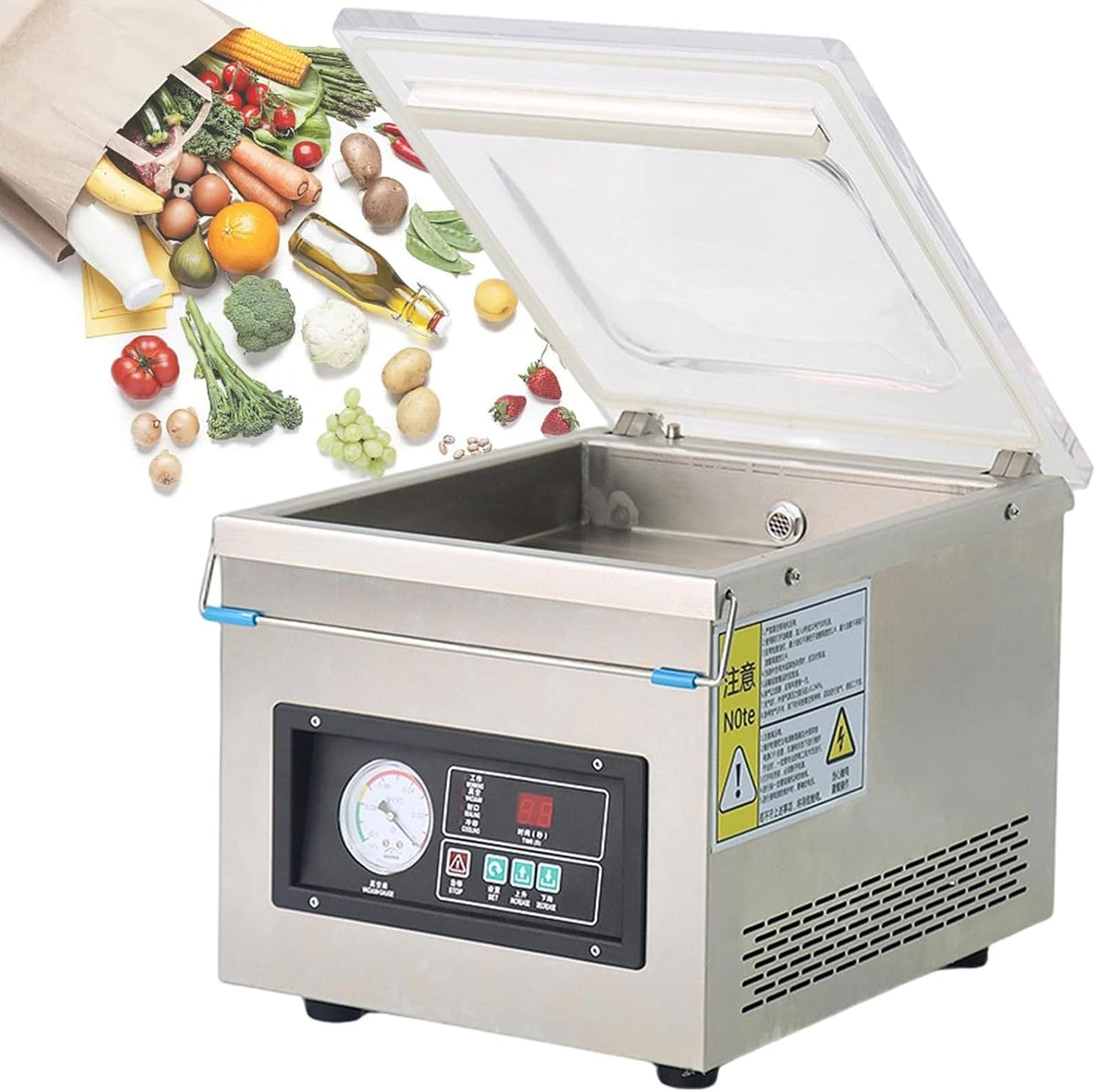 Xjymposium, Macchine sottovuoto per alimenti, DZ-260A3, 370 w, 220 V, 260 mm, Nero, acciaio inox