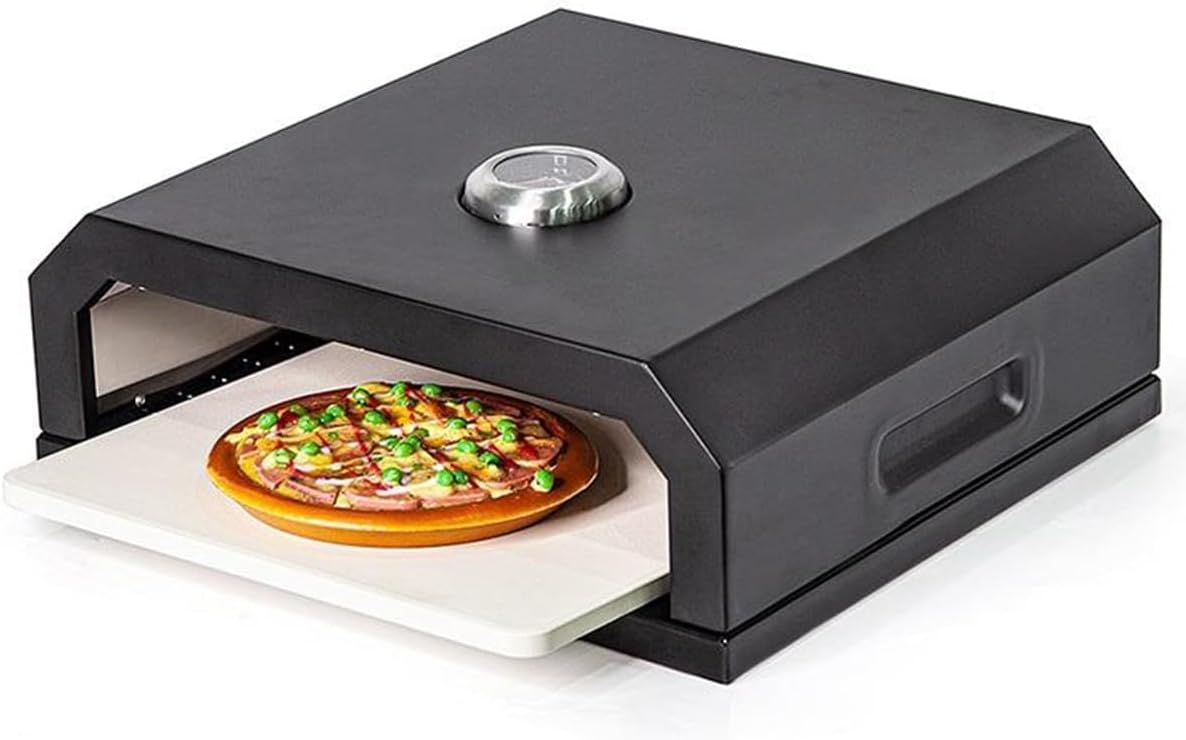 forestalk, Forno per pizza, 35 x 40 x 15 cm, 12 pollici, 0,6 mm, Nero/Argento, acciaio inox, struttura pieghevole