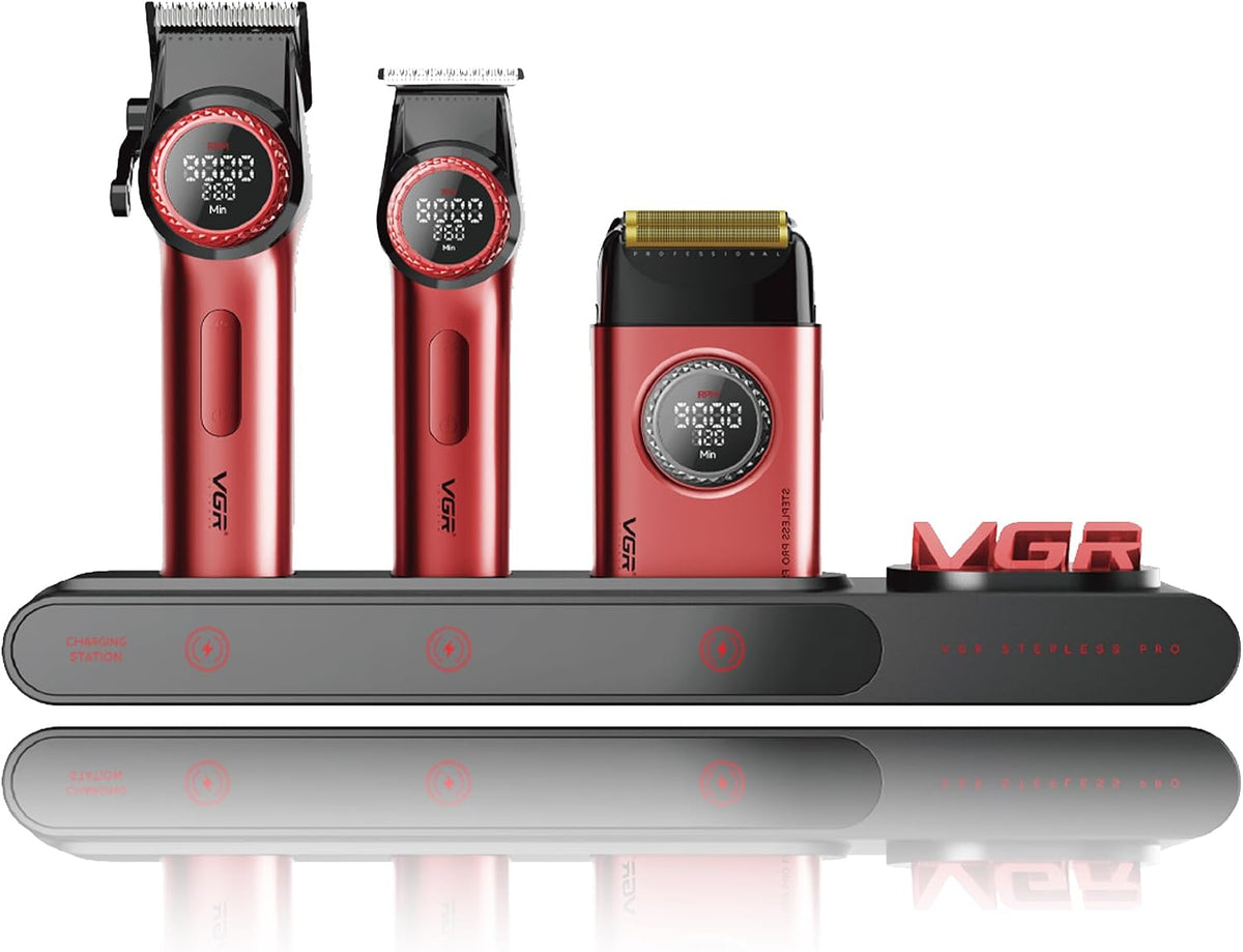 VGR, Tagliacapelli, 9000 giri/min, 8000 giri/min, 24 mm, Rosso, illuminazione LED, 3 in 1