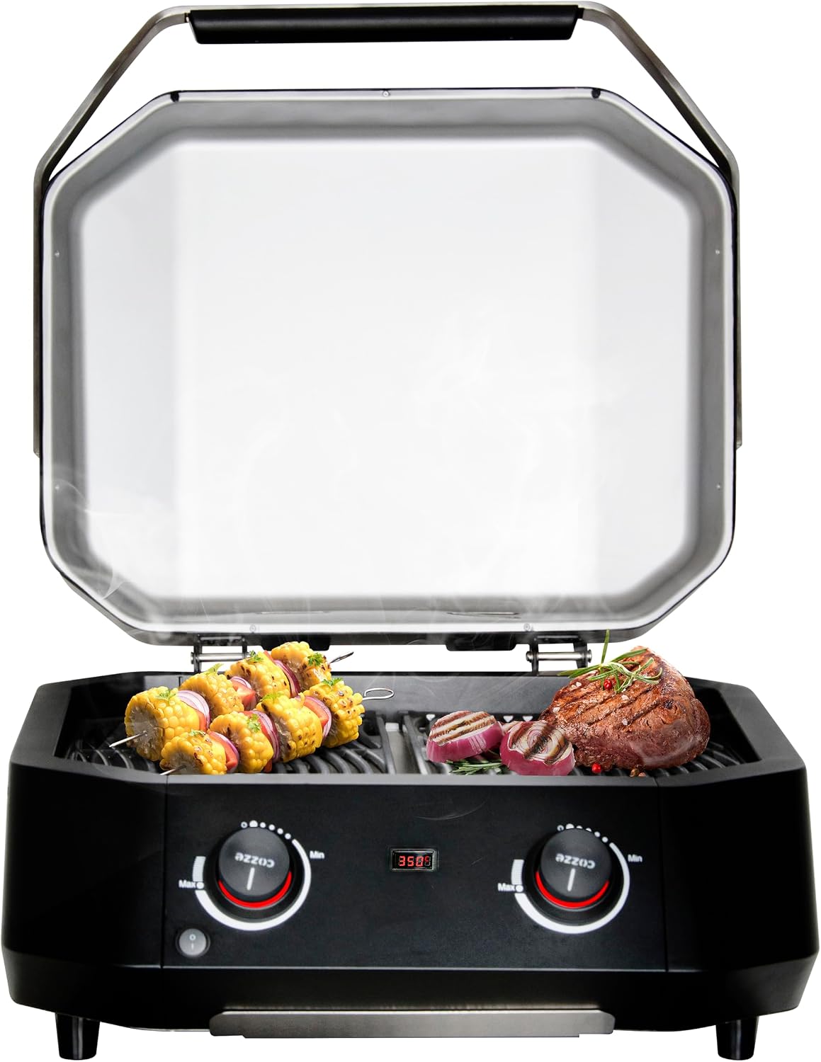Barbecue elettrici, SS430, cozze, 51 x 39 cm, 2100 W, 230 V, Argento, alluminio, illuminazione LED
