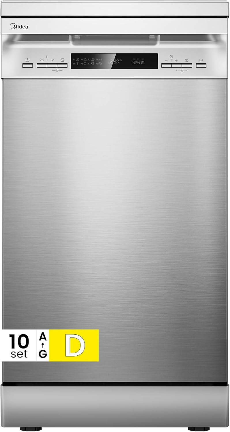 Midea, Lavastoviglie, MFD45S200X.1-IT, 300 mm, Argento, illuminazione LED