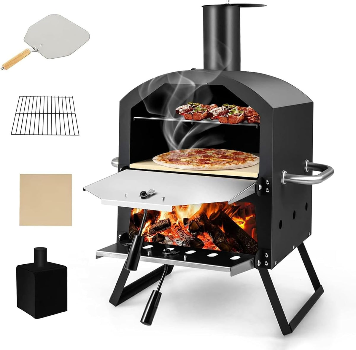 Forno per pizza, 43,2 cm, 32 cm, 71,5 cm, Nero/Argento