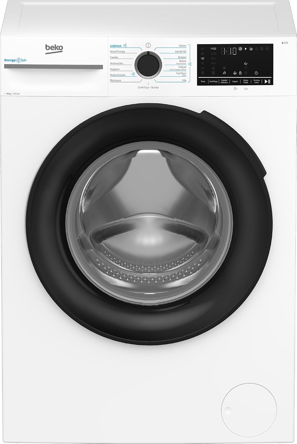 Beko, Lavatrice, BMW89DB, 84,5 x 60 x 54,6 cm, 8 kg, 1400 Giri/min, Bianco, acciaio inox