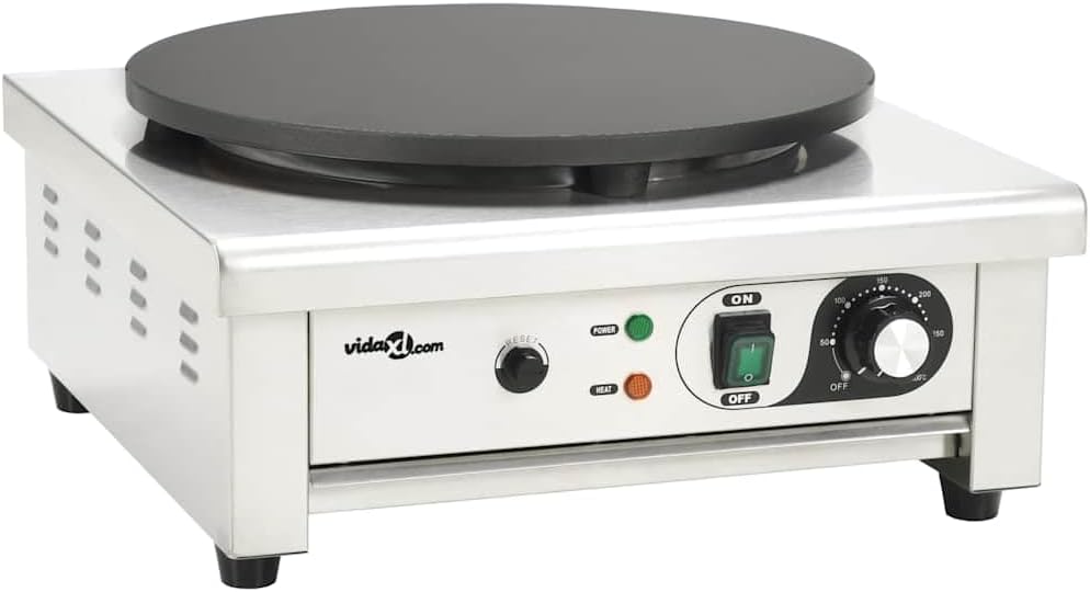 vidaXL, Crepiere elettriche, 40 cm, 3000 W, 49 x 45 x 24 cm, Nero, acciaio inox
