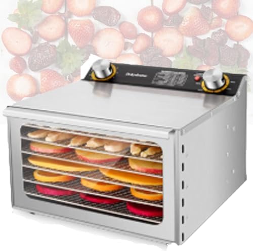 HTDRE, Essiccatori per alimenti, 28x20 cm, 90 °C, 2,5 cm, Argento, acciaio inox, timer