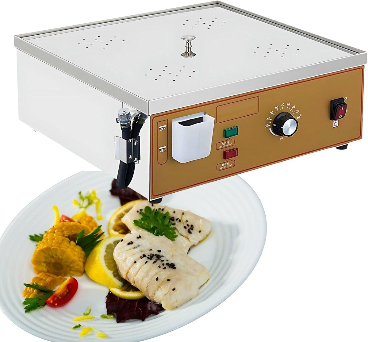 HalksuyNa, Vaporiere elettriche, 30-110°C, 54×52×23 cm, 3000 W, Argento, acciaio inox