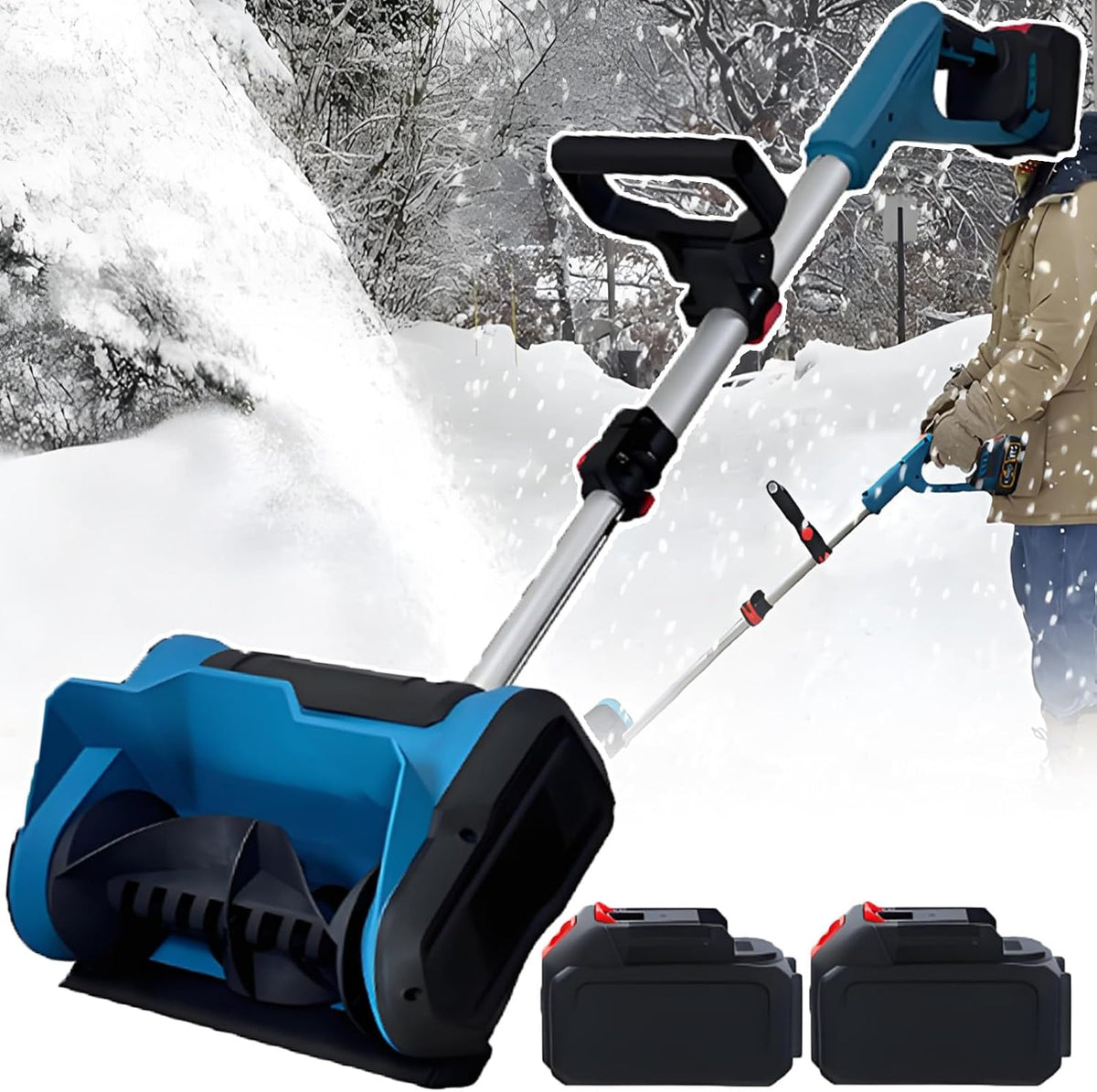 Pale da neve, 600 W, 3000 giri/min, 21 V, Nero, funzionamento senza fili