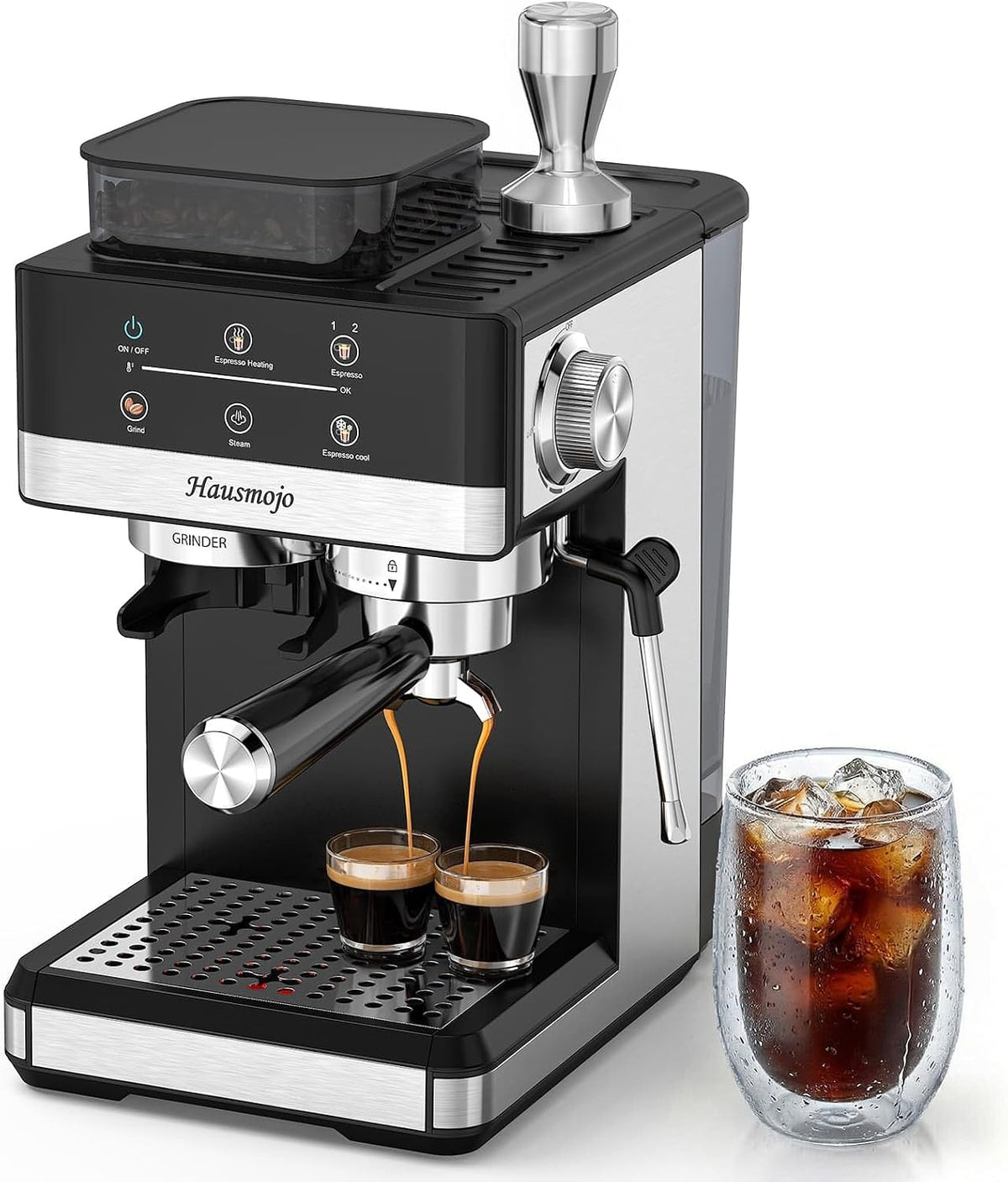 Hausmojo, Macchina da caffè, 20 bar, Nero/Argento