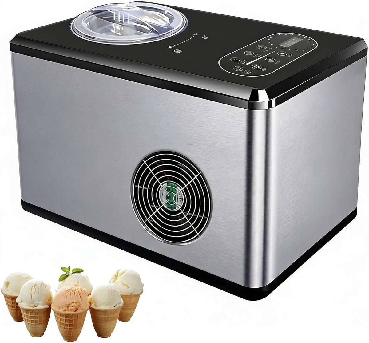 Gelatiera, 150 W, 1,5 L, 32,6 cm, Grigio, acciaio inox, 3 in 1