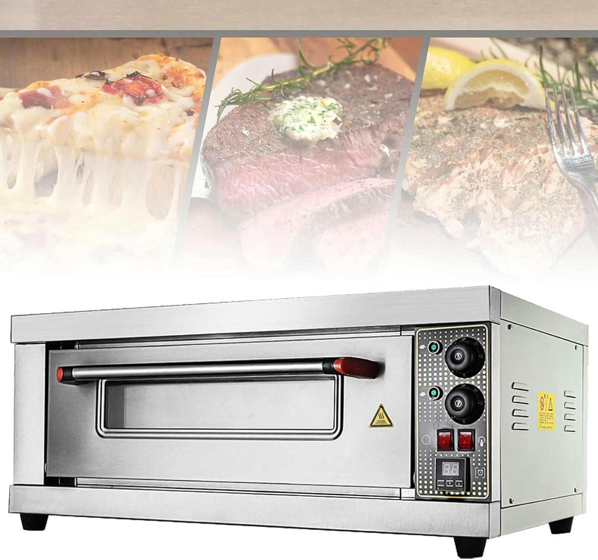 XSDAJSD, Forno per pizza, 3200 W, 50-400 °C, 220 V, Argento, acciaio inox