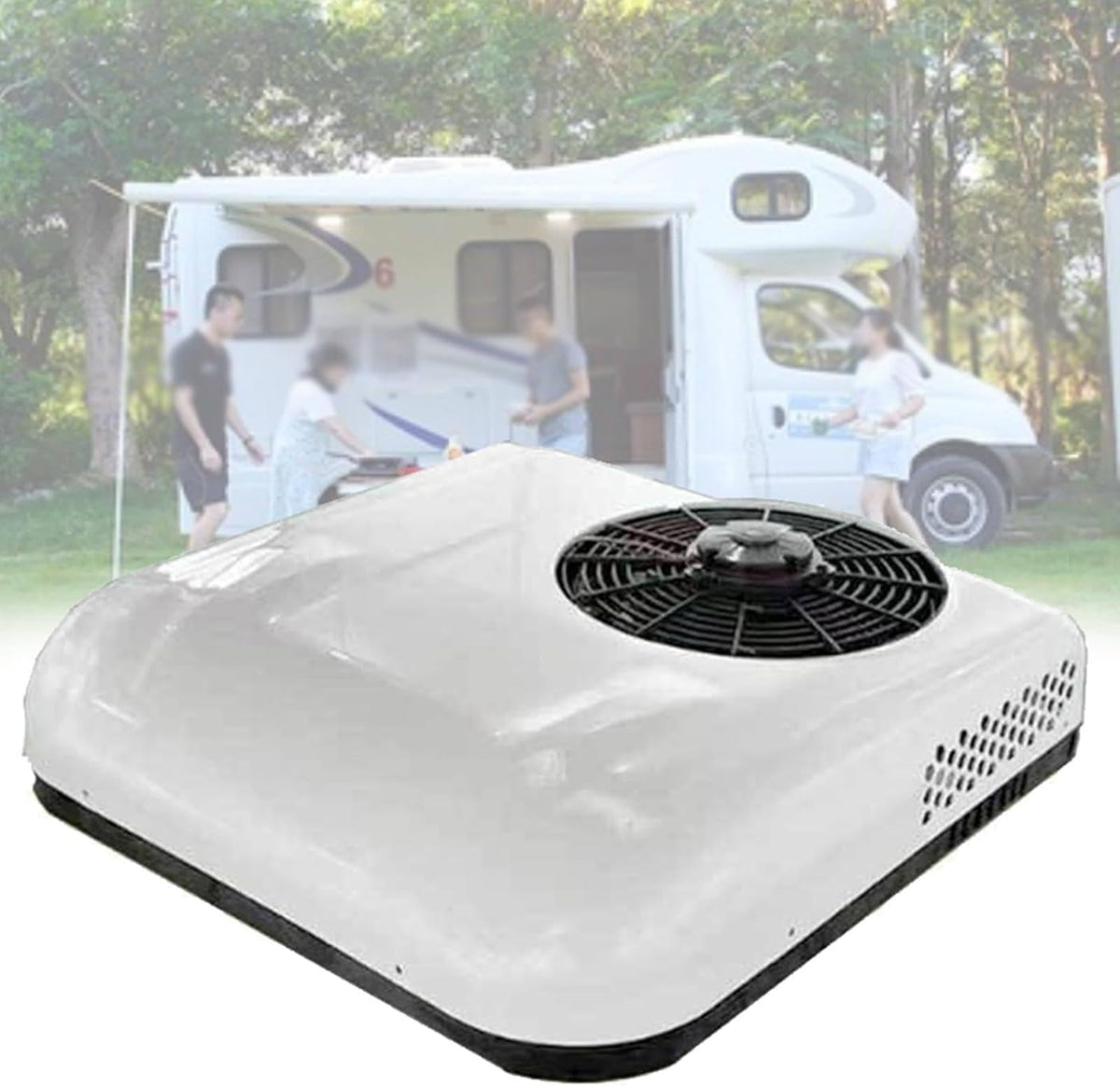 Condizionatore, YLANMEI, 12 V, 68×68×15 cm, 2600 W, Bianco, telecomando