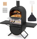 GYMAX, Forno per pizza, 98 x 31 x 98 cm, 14,5 cm, 19 kg, Nero/Argento, acciaio inox