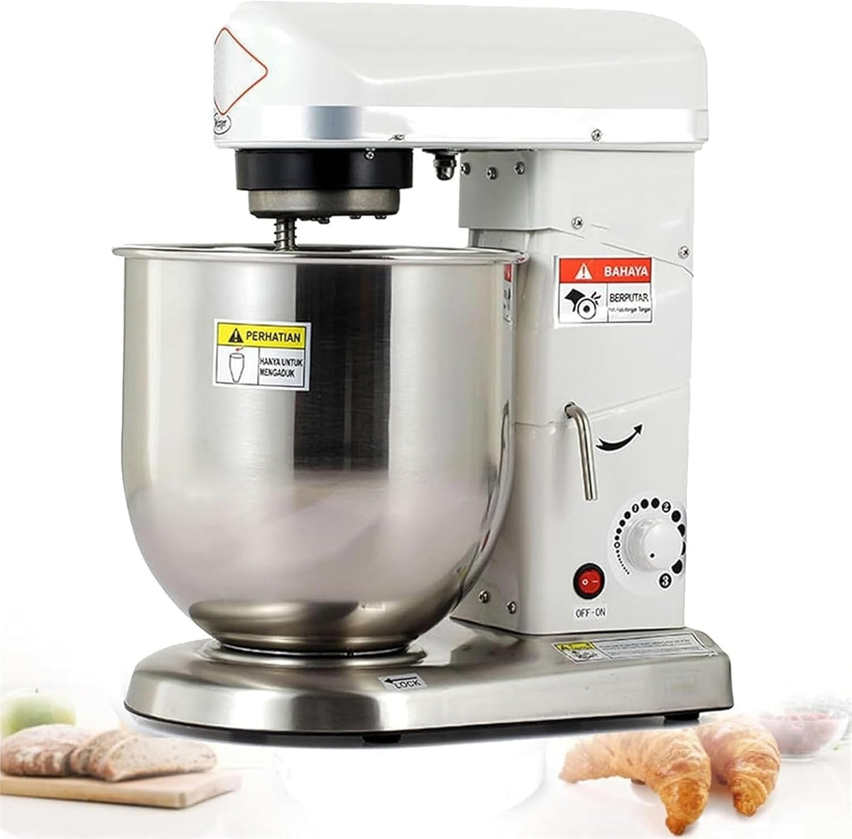 Impastatrice planetaria, 5 L, 500 W, 13 kg, Argento/Bianco, acciaio inox