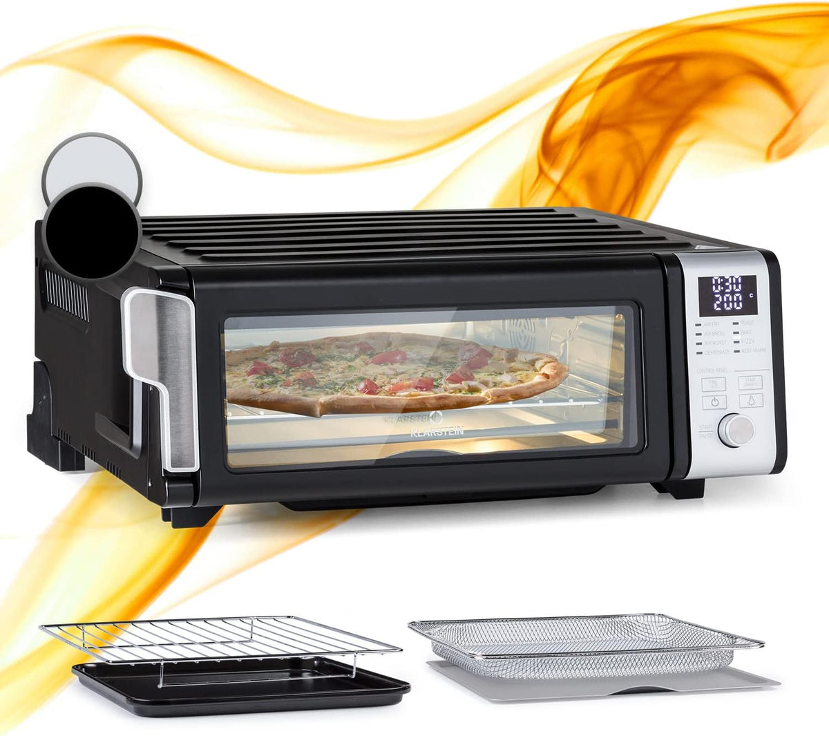 KLARSTEIN, Forno elettrico, 1700 W, 10 L, Nero/Argento, timer, Airfryer