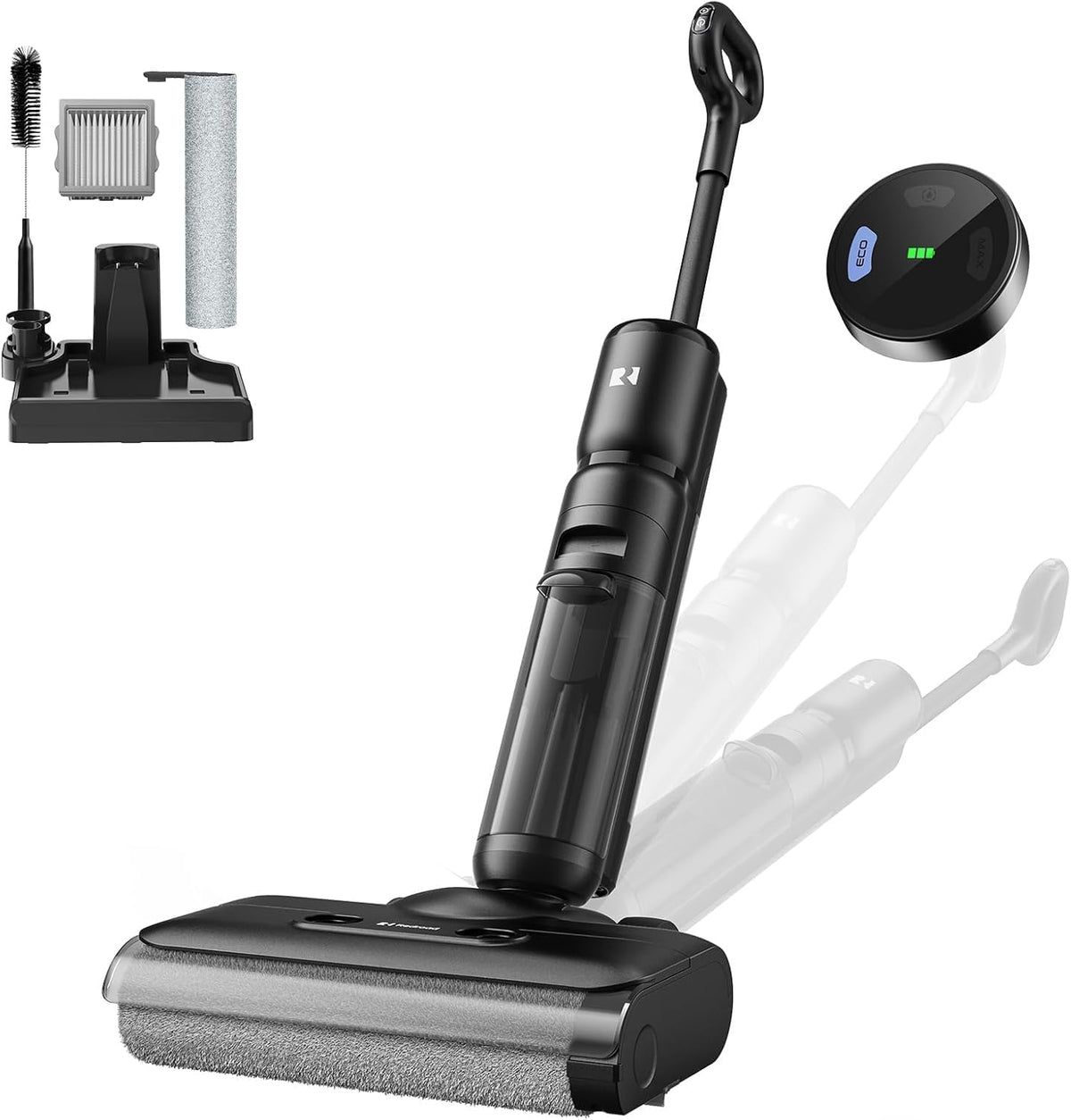 Redkey, Aspirapolvere, 23 kPa, Nero, illuminazione LED, autopulizia, funzionamento senza fili