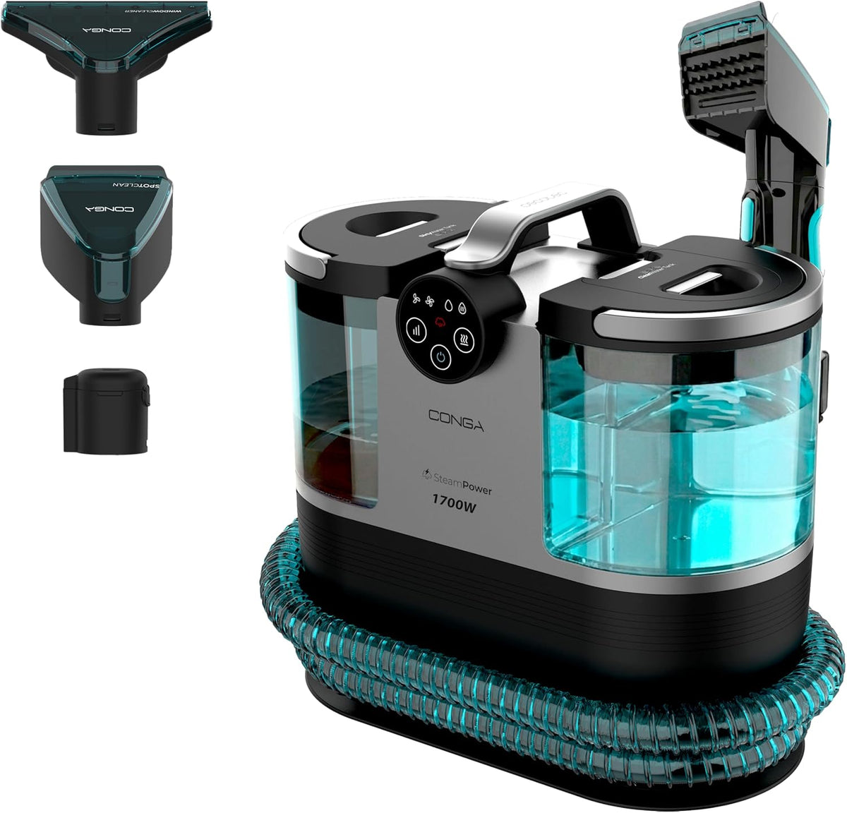 Lavatappeti, Cecotec, 1700 W, 1600 ml, 7 m, Nero, 3 in 1