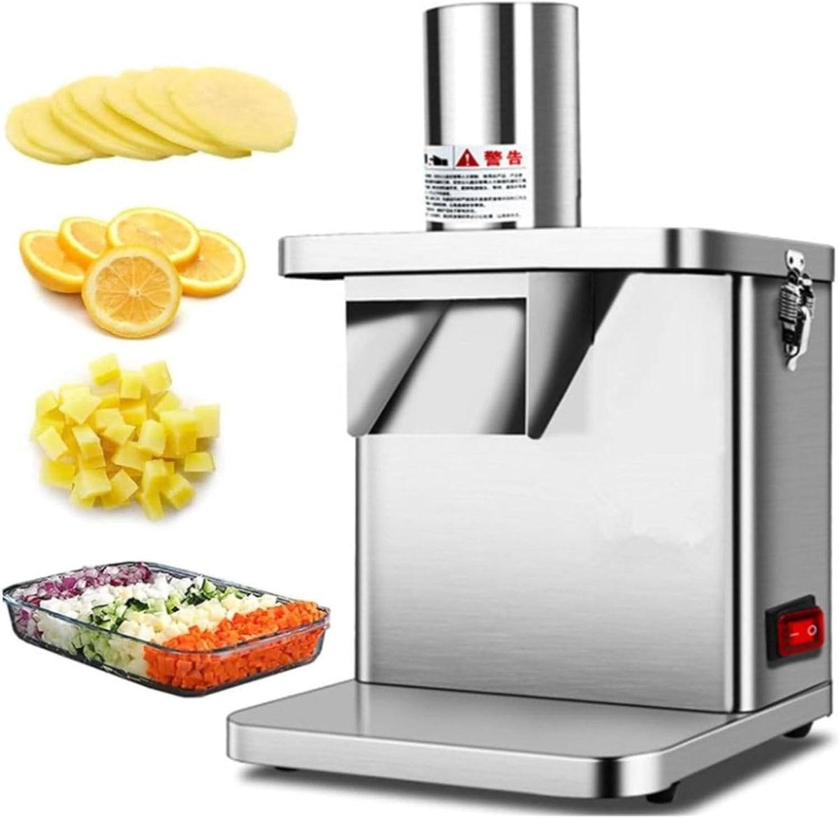 Memykoy, Affettatrice, 7 x 6 cm, 250 W, 220 V, Grigio, acciaio inox, 3 in 1