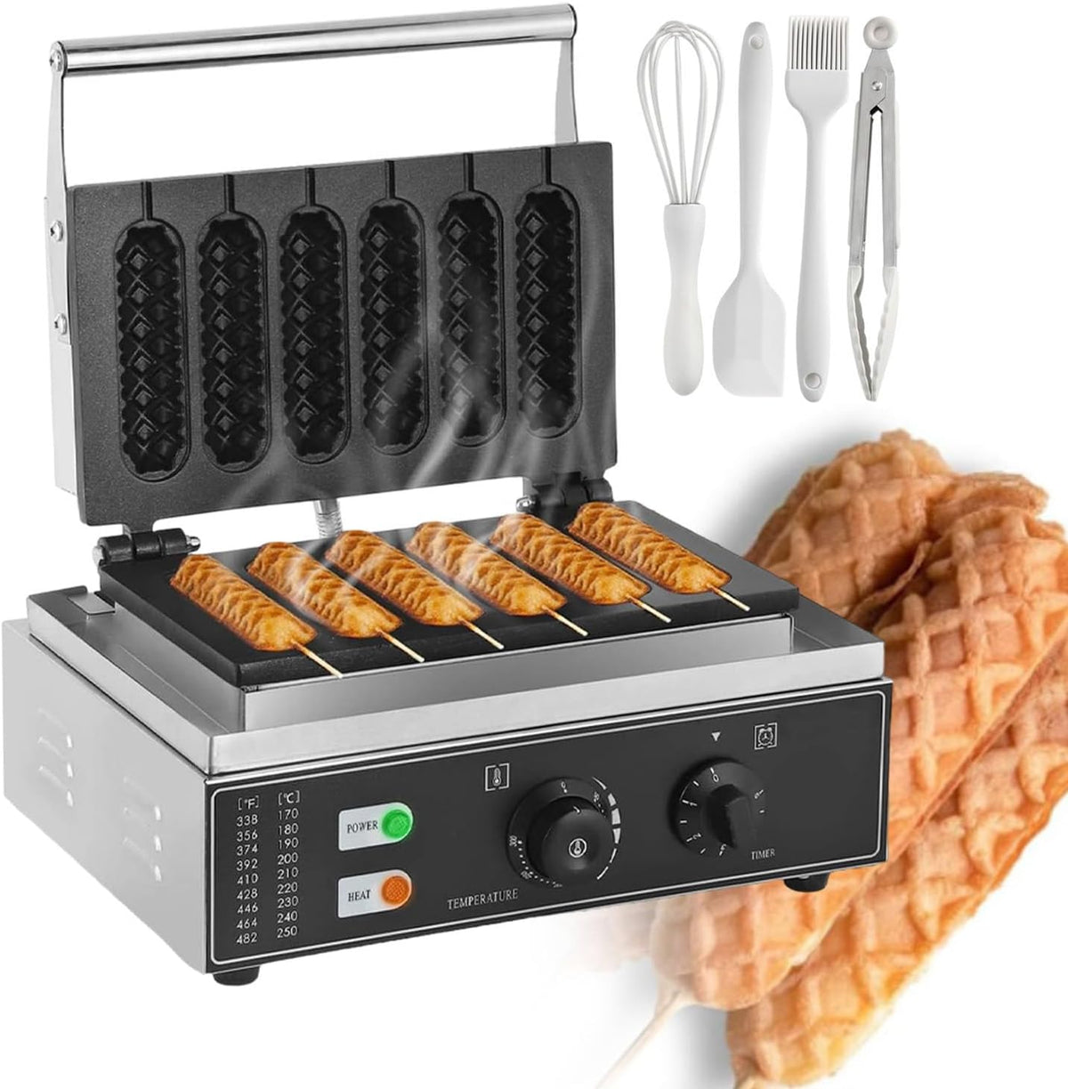 pealiritansemen, Macchine per Waffle, 1550 W, 50-300 °C, 16 mm, Nero, acciaio inox, timer