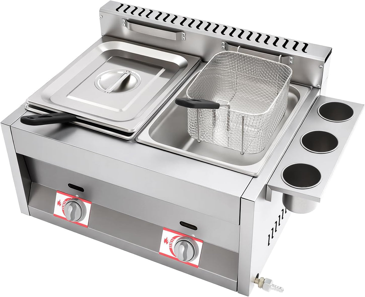 JAYEUW, Friggitrici, 6 l, 380 °C, 20,5 x 18 x 10,5 cm, Argento, acciaio inox, vano contenitore