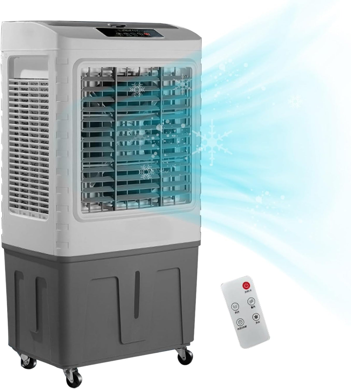 GTHTUHFD, Raffrescatore evaporativo, 100x38x51 cm, 20 L, Bianco, illuminazione LED, telecomando, timer, 3 in 1