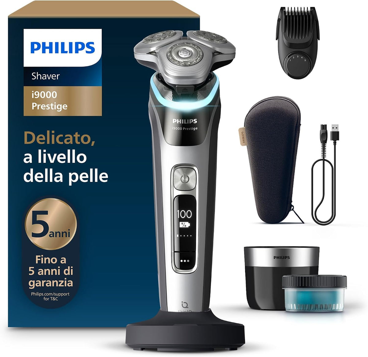 PHILIPS, Rasoi a testine rotanti, XP9204/33, 0,00 mm, Argento, USB