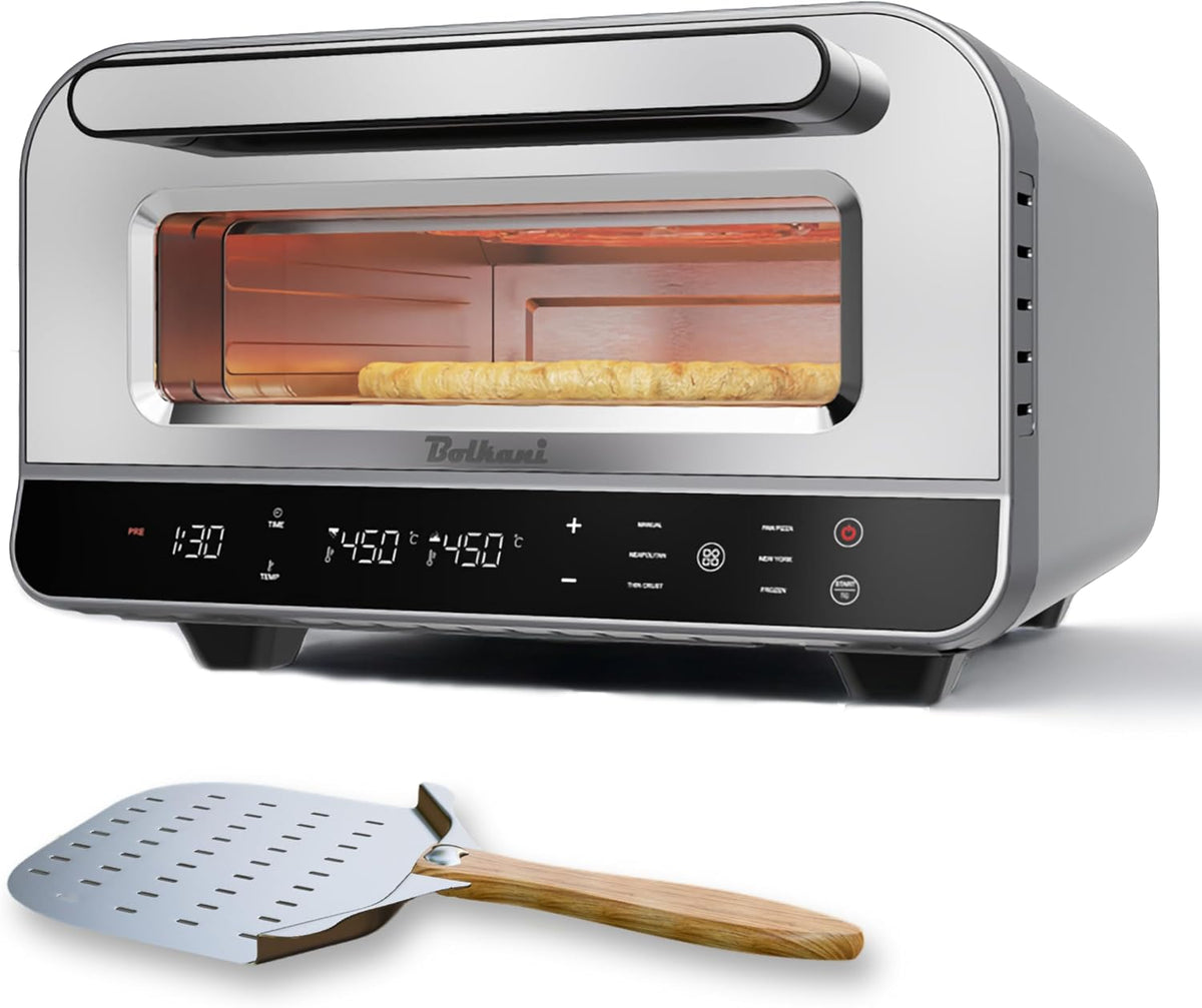 Bolkani, Forno elettrico, 450°C, 1700 W, 32 x 32 cm, Grigio, acciaio inox, timer