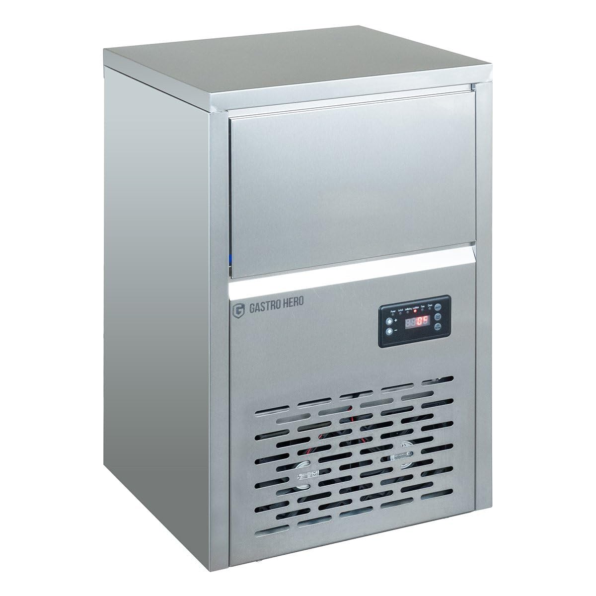 GastroHero, Macchina per cubetti di ghiaccio, 40 kg, Argento, acciaio inox, vano contenitore