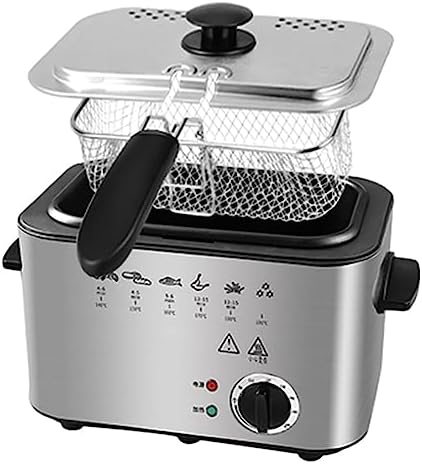 Friggitrice ad aria, MJMLUCK, 26 x 20 x 18 cm, 220 V, 1200 W, Nero, acciaio inox, vano contenitore, timer, Airfryer, spegnimento automatico