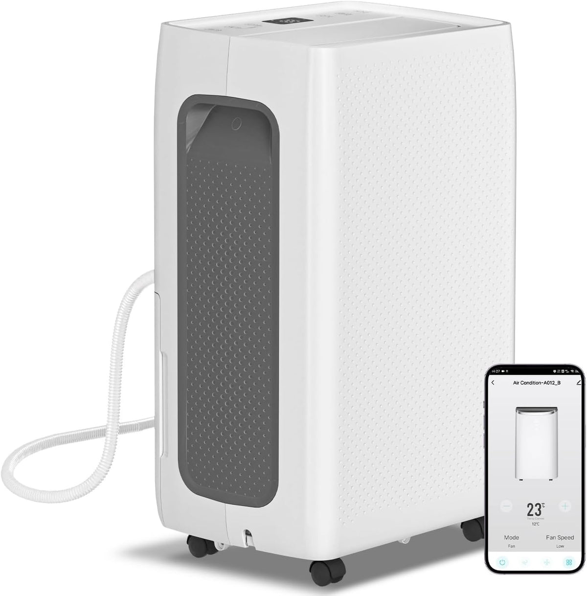 Monucep, Deumidificatore, 26 l, 150 m, 50 m, Bianco, illuminazione LED, Wi-Fi, timer, spegnimento automatico