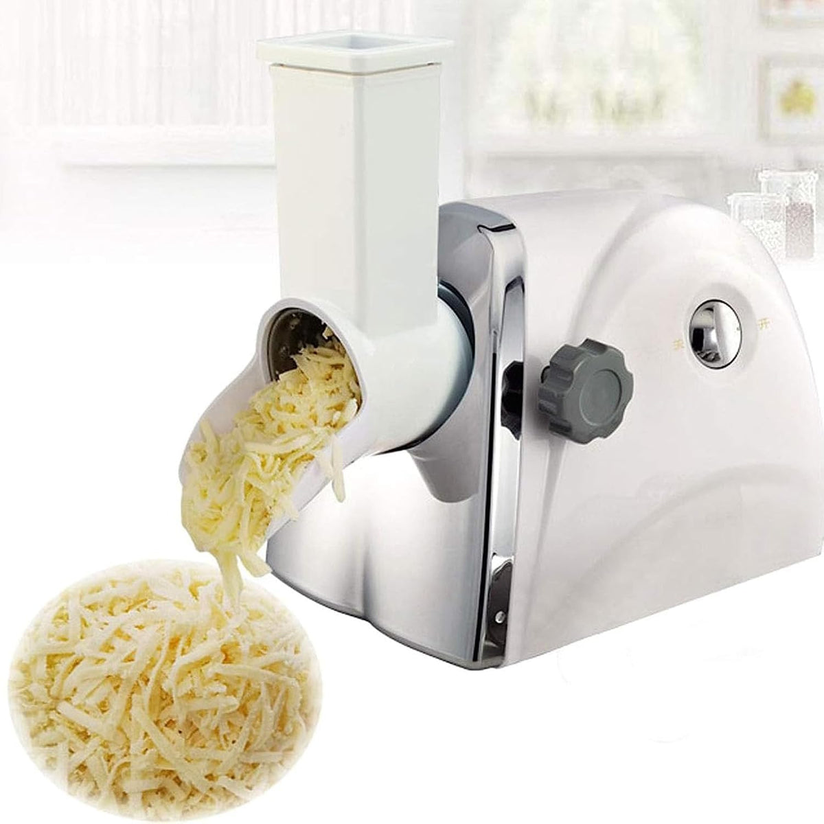 Grattugie di formaggio elettriche, 300 W, 30 kg, 2,5 mm, Nero, acciaio inox