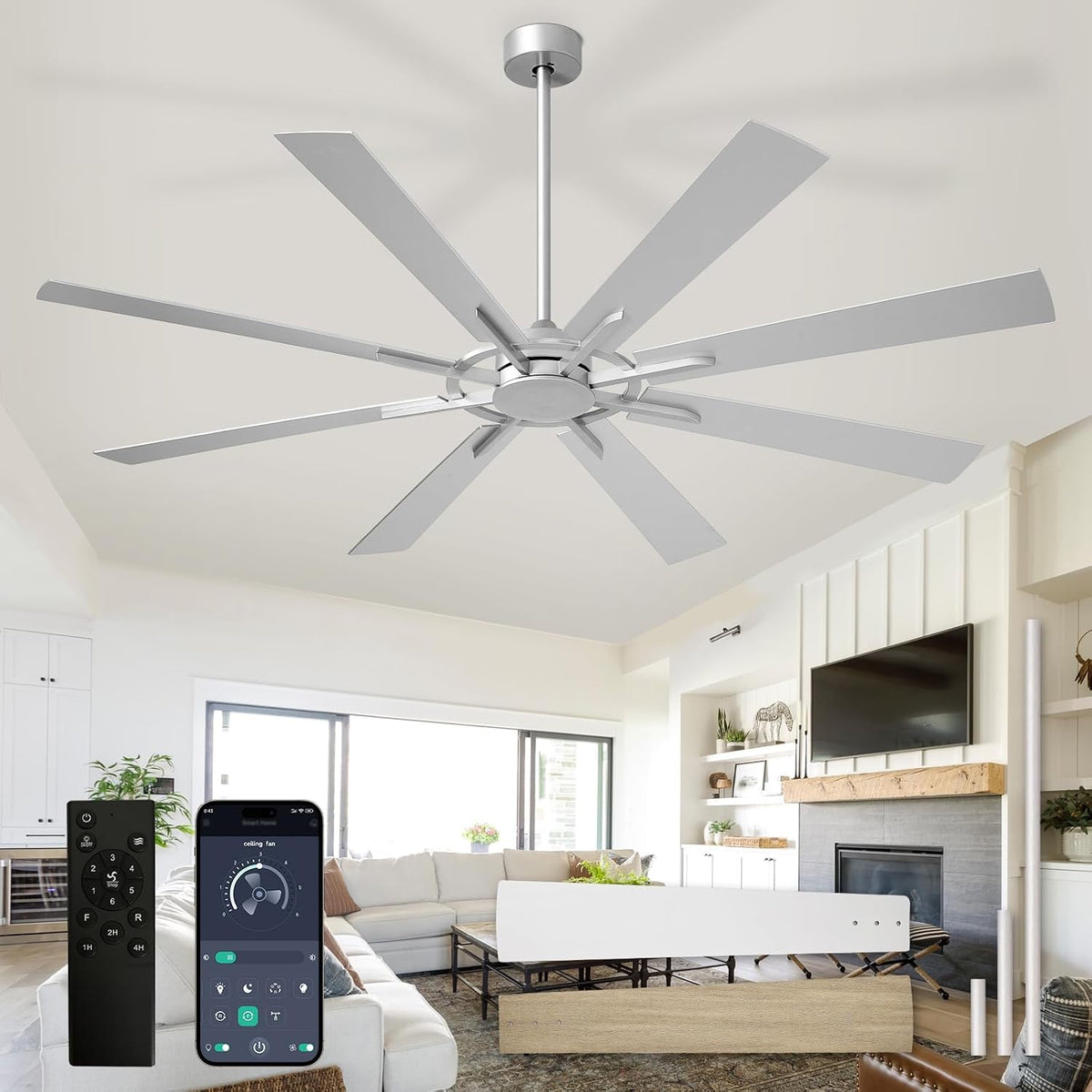 Ventilatori da soffitto con lampada, Depuley, 72 pollici, 30 dB, Bianco, telecomando, protezione dal surriscaldamento