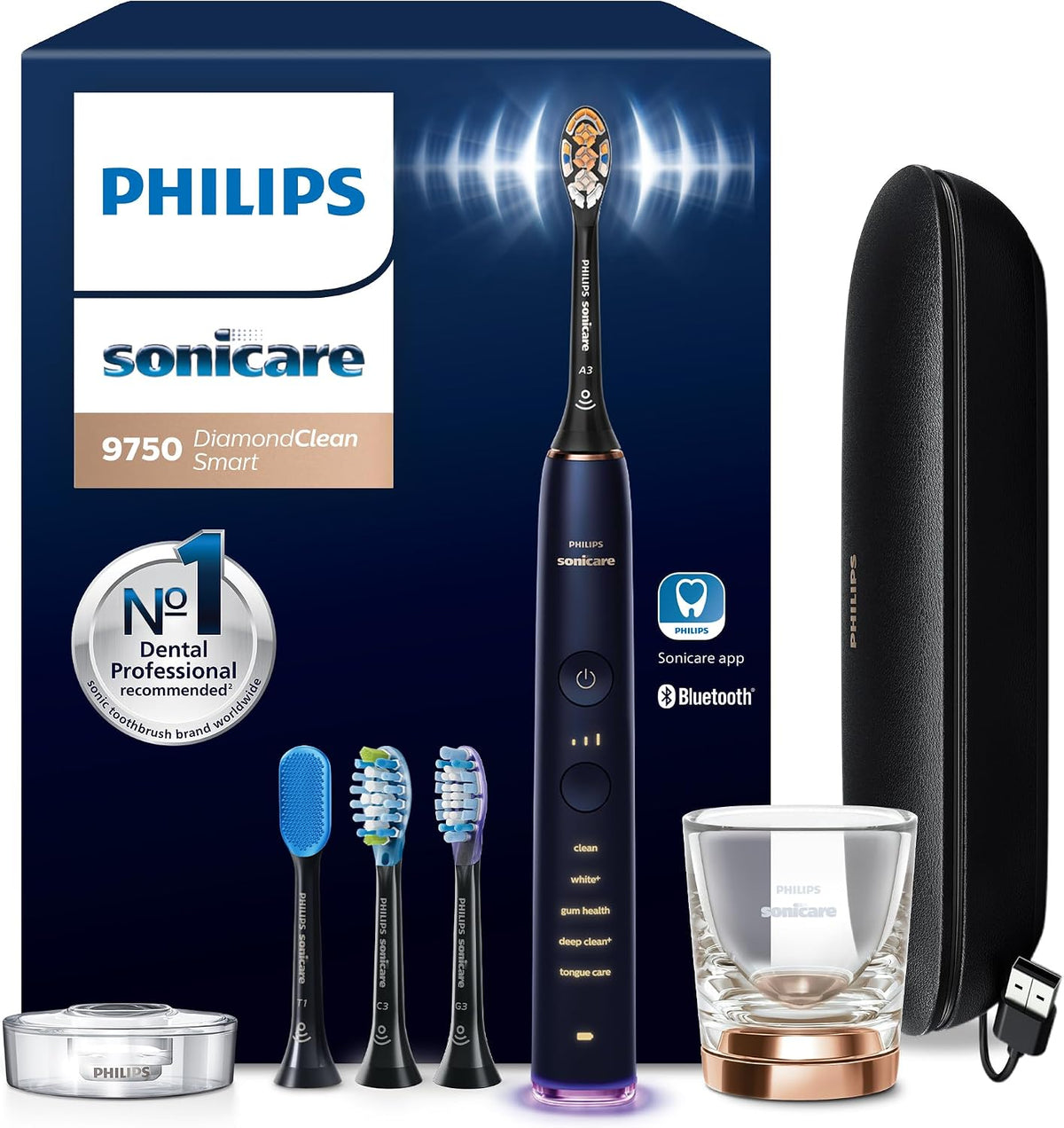 Philips Sonicare, Spazzolini a tecnologia sonica, Blu, USB, timer