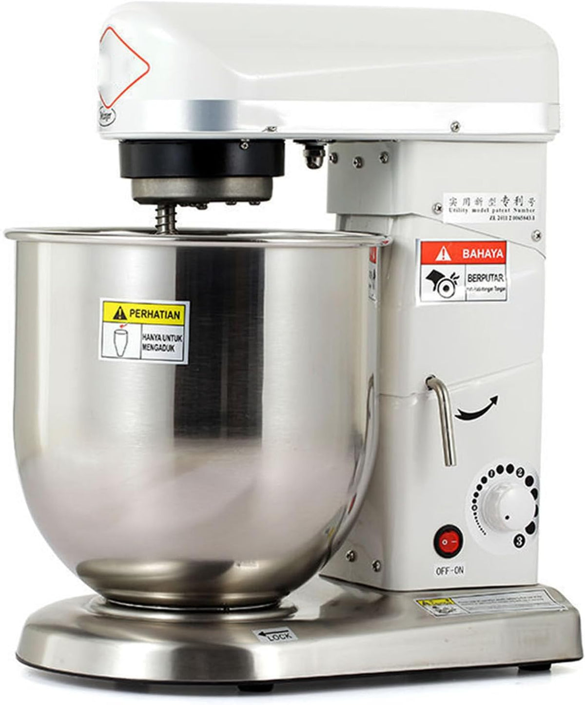 Impastatrice planetaria, 10 litri, 500 W, 15 kg, Argento, acciaio inox