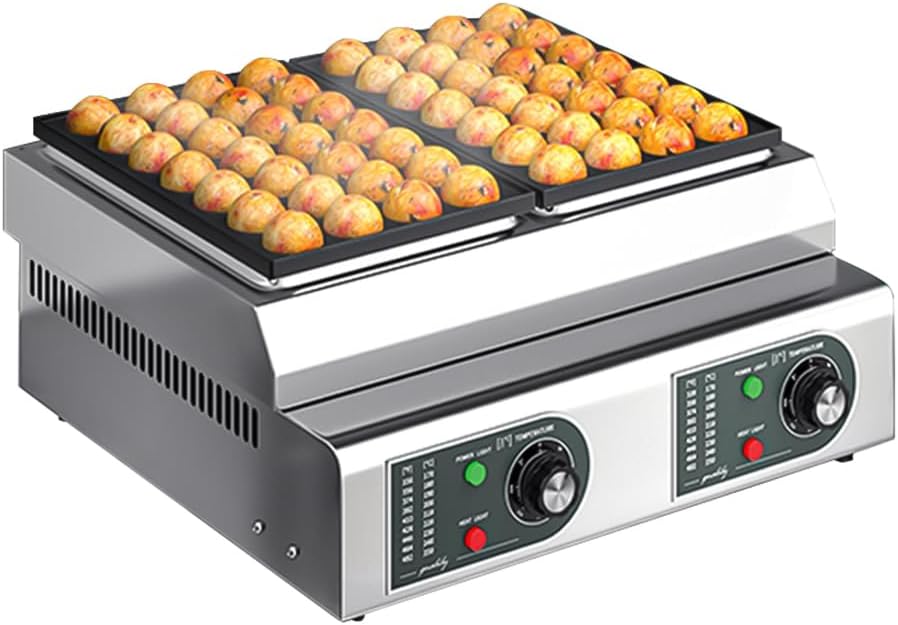 YUEWO, Macchine per takoyaki, 2100 W, 44 x 47 x 21 cm, 40 mm, Nero, funzione grill