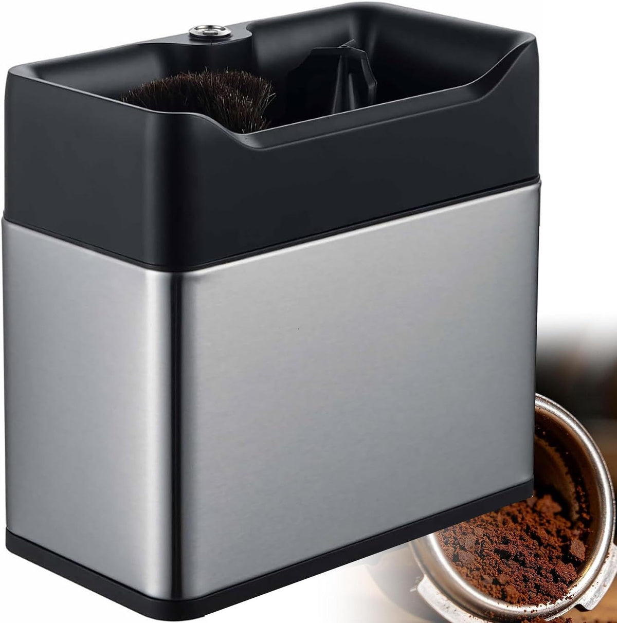 HUINGTON, Prodotti per la pulizia dei macinacaffè, 262 × 138 × 216 mm, 51 mm, 58 mm, Nero/Argento, acciaio inox, vano contenitore